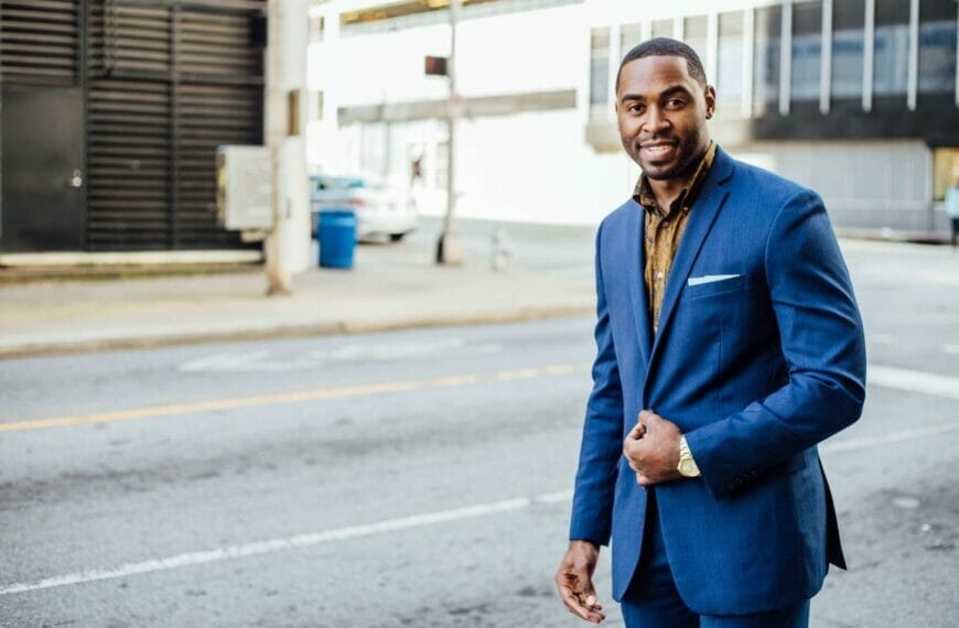 Man Wearing Blue Blazer
